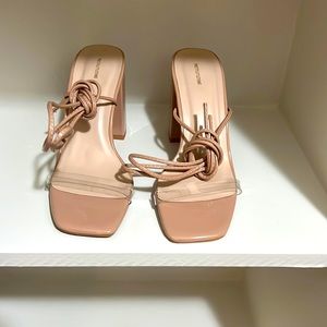 Nude PrettyLittleThing short block heel - Size 8